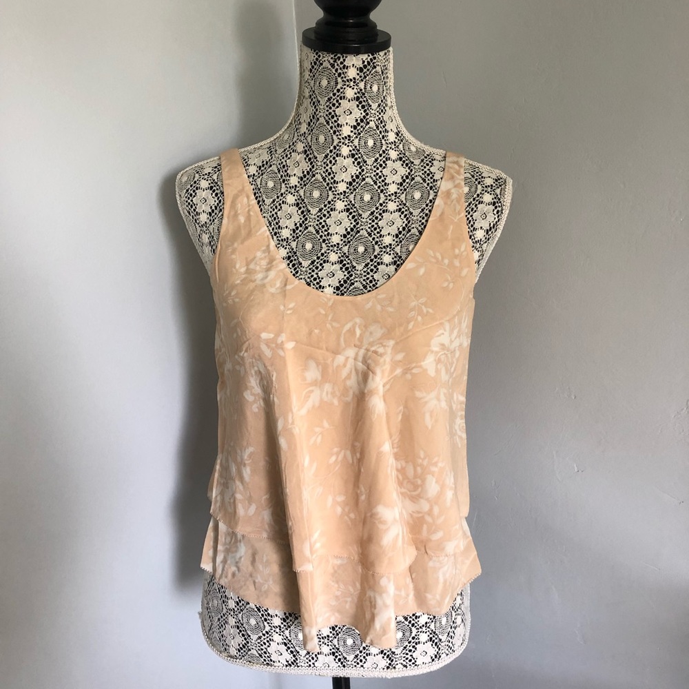 Aritzia Babaton 100% Silk Peach Floral Top